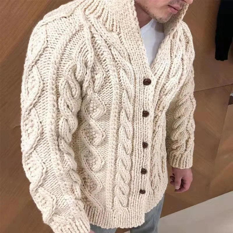Miles Men’s Cardigan – Chunky Knit Button-Up Sweater