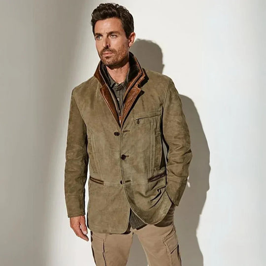 Mason Men’s Suede Jacket – Classic Button-Up Blazer Style