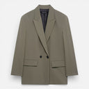 Damen Zweireihiger Blazer Strukturierte Klassische Passform Jacke