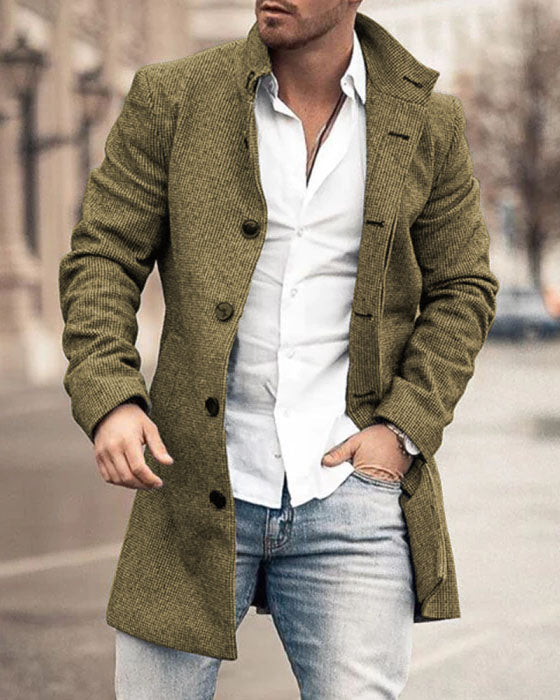 Landon Men’s Coat – Button-Up Long Jacket