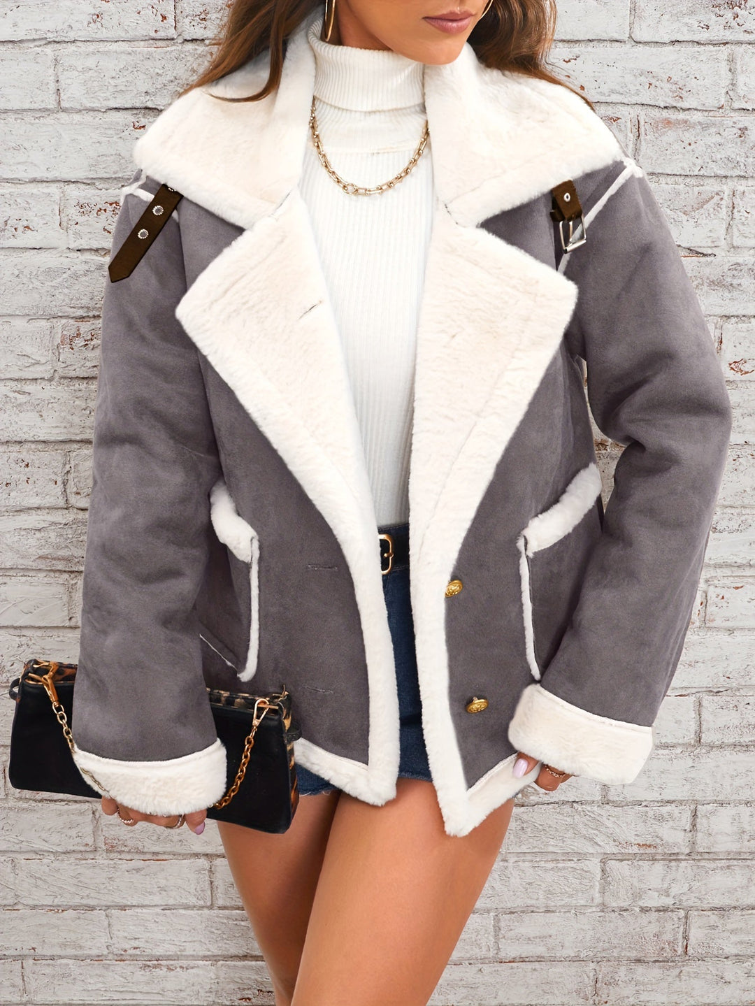 Amaya Women’s Shearling Jacket – Short Teddy Suede Winter Coat
