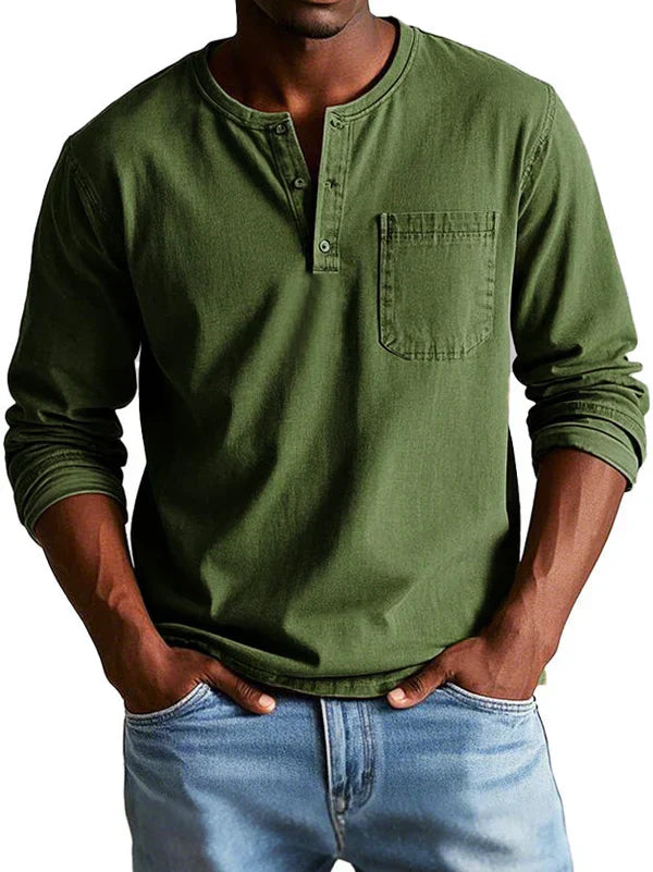Elias | Men's Long-Sleeve Classic Henley Shirt