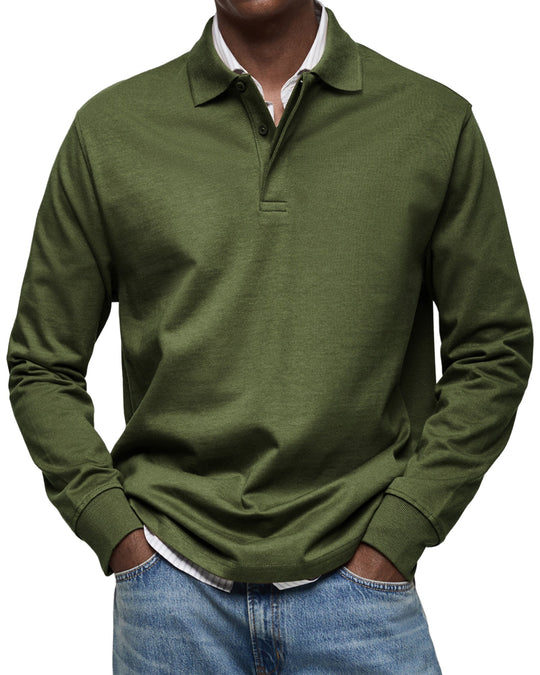 Jasper | Men's Long-Sleeve Polo Shirt with Button Collar