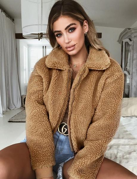 Lina Women’s Teddy Jacket – Casual Faux Shearling Short Coat