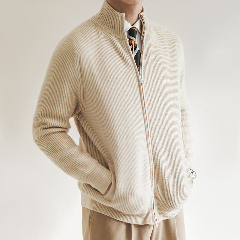 Lucien | Ribbed Knit Zip-Up Cardigan