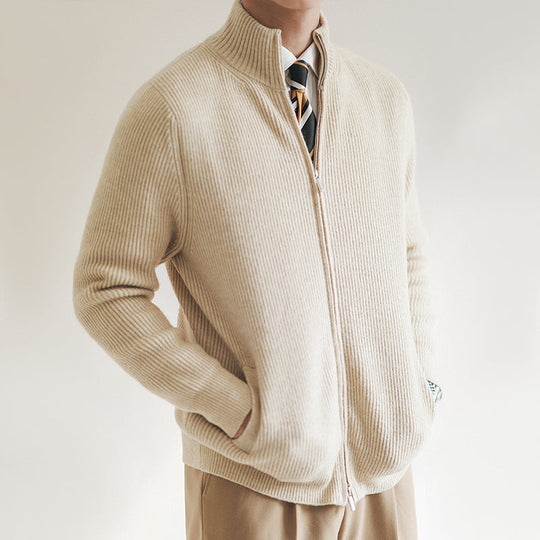 Lucien | Ribbed Knit Zip-Up Cardigan