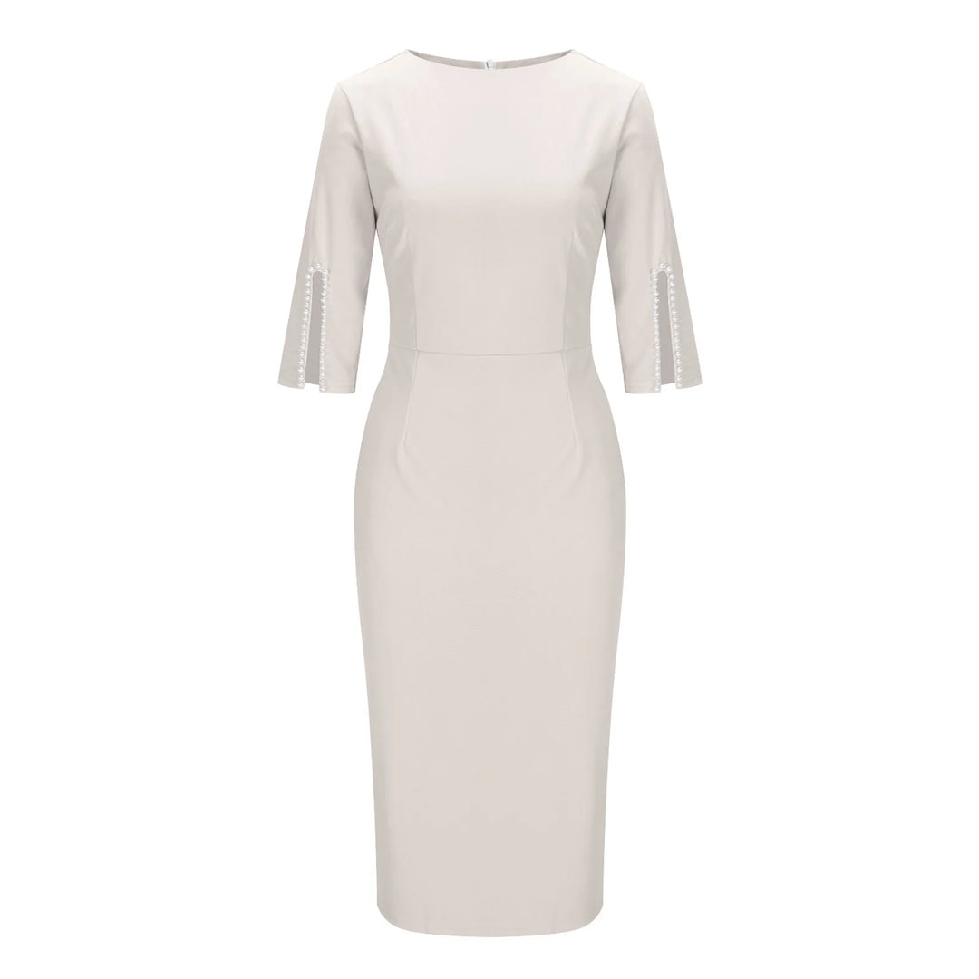 Barclay & Bloom | Women’s Midi Pencil Dress – Office Dress with Pearl Detail