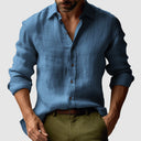 Leandro – Men’s Long Sleeve Linen Shirt in Vintage Style