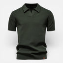 Heren polo met korte mouwen, gestructureerde brei, ademend, slanke pasvorm