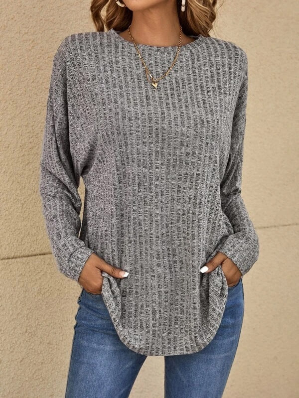 Isla Women’s Waffle Knit Top – Long Sleeve Casual Pullover