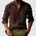 Leandro – Men’s Long Sleeve Linen Shirt in Vintage Style
