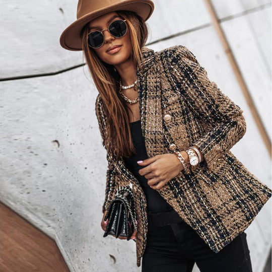 Margaux | Women’s Tweed Blazer with Button Detail