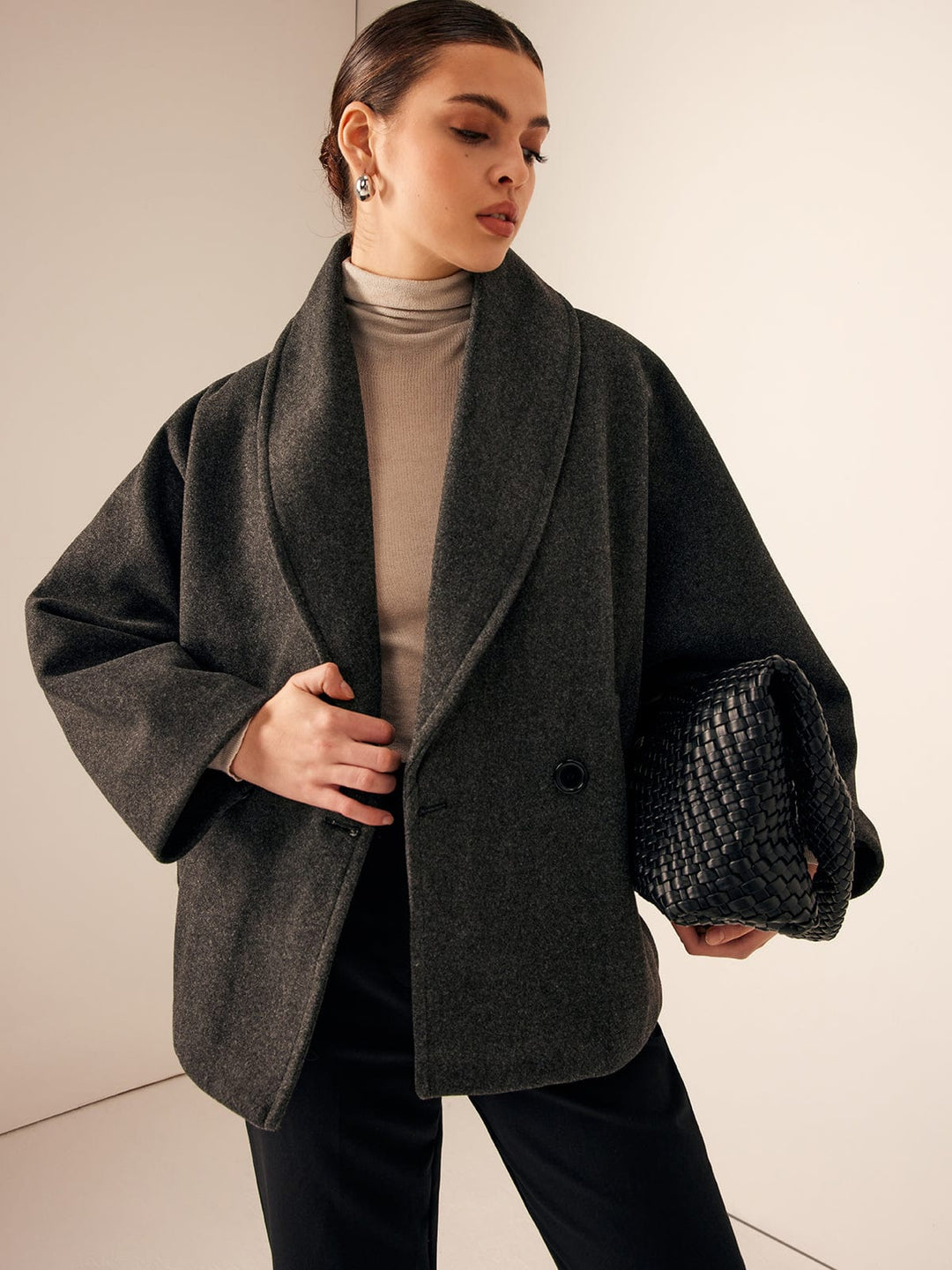 Helena - damski płaszcz oversize z mieszanki wełny