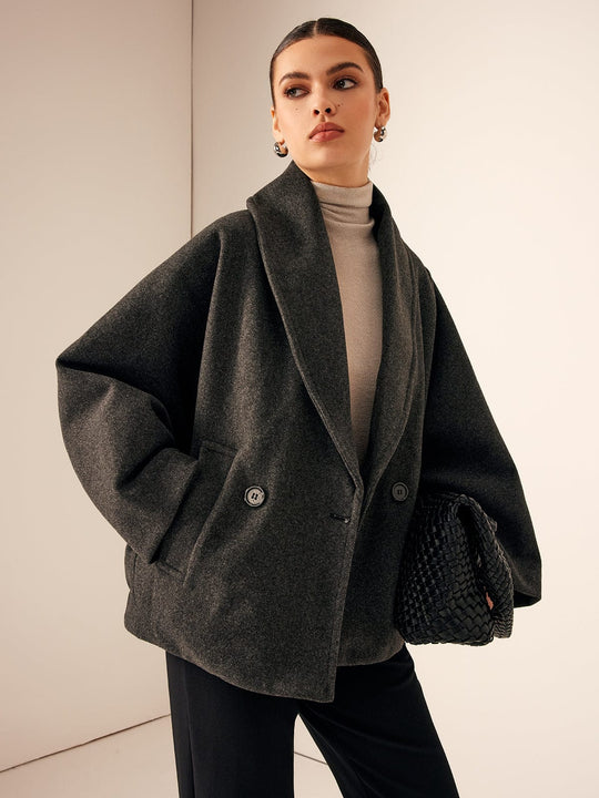 Helena - damski płaszcz oversize z mieszanki wełny