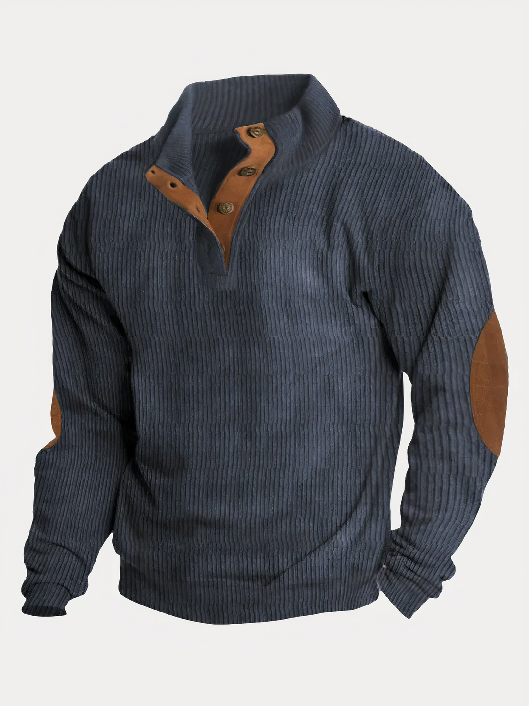 Harvey Men’s Sweater – Ribbed Knit Pullover with Button Collar