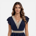 Barclay & Bloom | Women’s Summer Dress V-Neck Lightweight A-Line Lace Waist