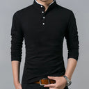 Felix Men’s Shirt – Long Sleeve Henley with Stand Collar