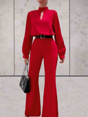 Selene Women’s Jumpsuit – Long Sleeve High Neck Wide Leg