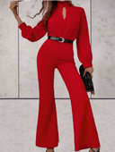 Selene Women’s Jumpsuit – Long Sleeve High Neck Wide Leg