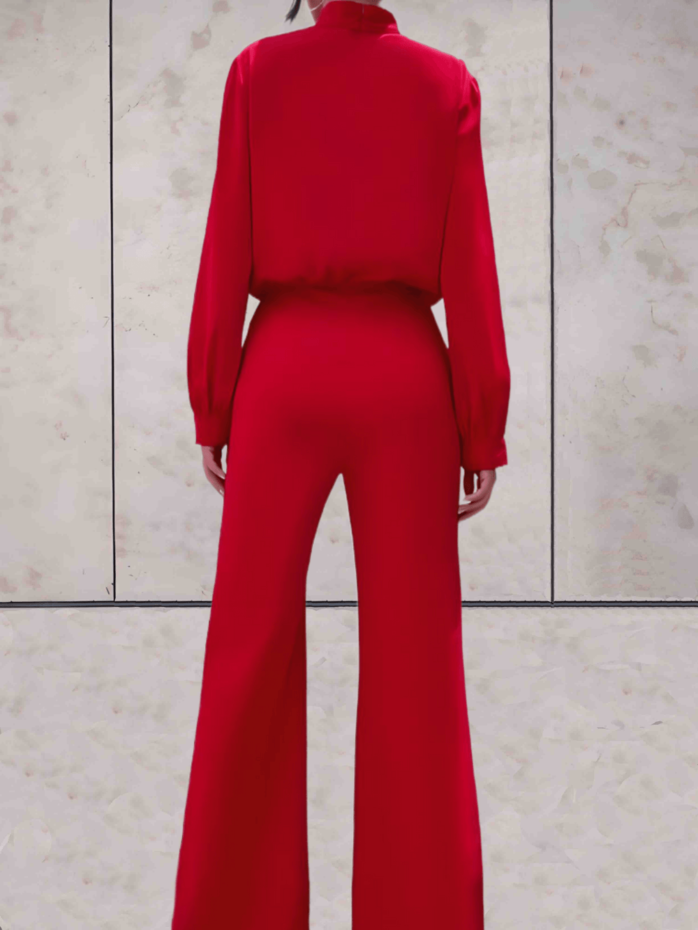 Selene Women’s Jumpsuit – Long Sleeve High Neck Wide Leg