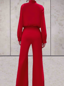 Selene Dames Jumpsuit – Lange Mouw Hoge Hals Wijde Pijp