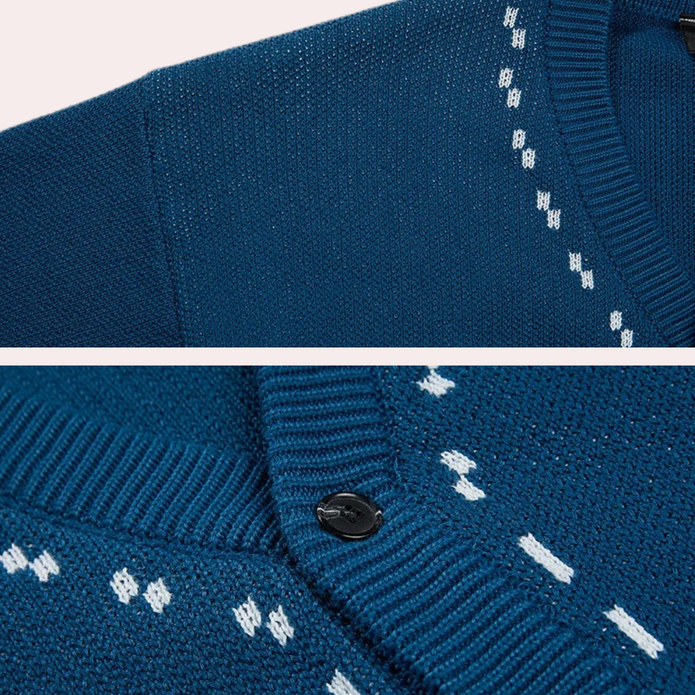Wilson Men’s Oversized Cardigan – Casual Button-Up Knit Sweater with Contrast Stripes