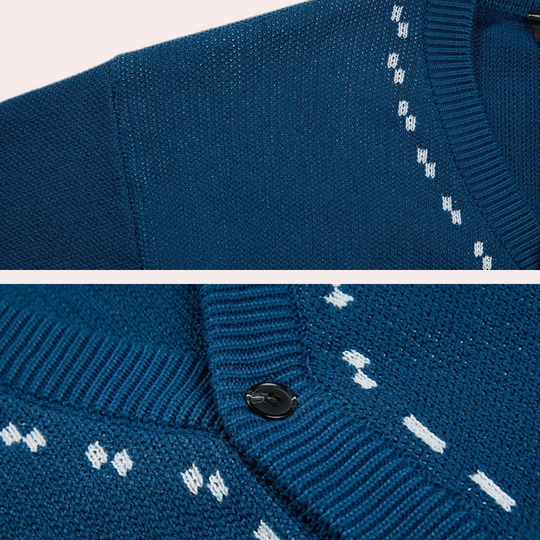Wilson Men’s Oversized Cardigan – Casual Button-Up Knit Sweater with Contrast Stripes