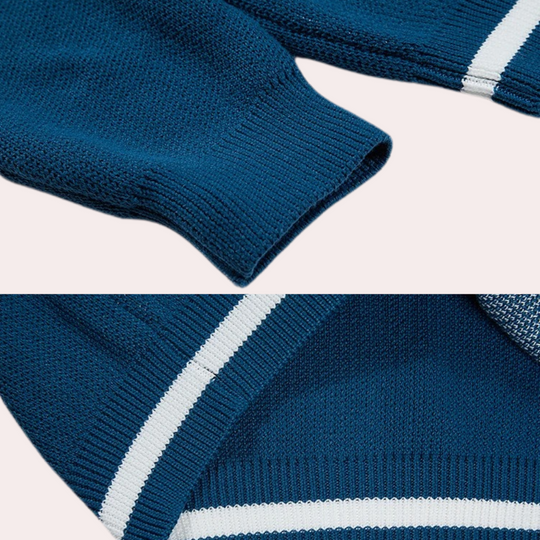 Wilson Men’s Oversized Cardigan – Casual Button-Up Knit Sweater with Contrast Stripes