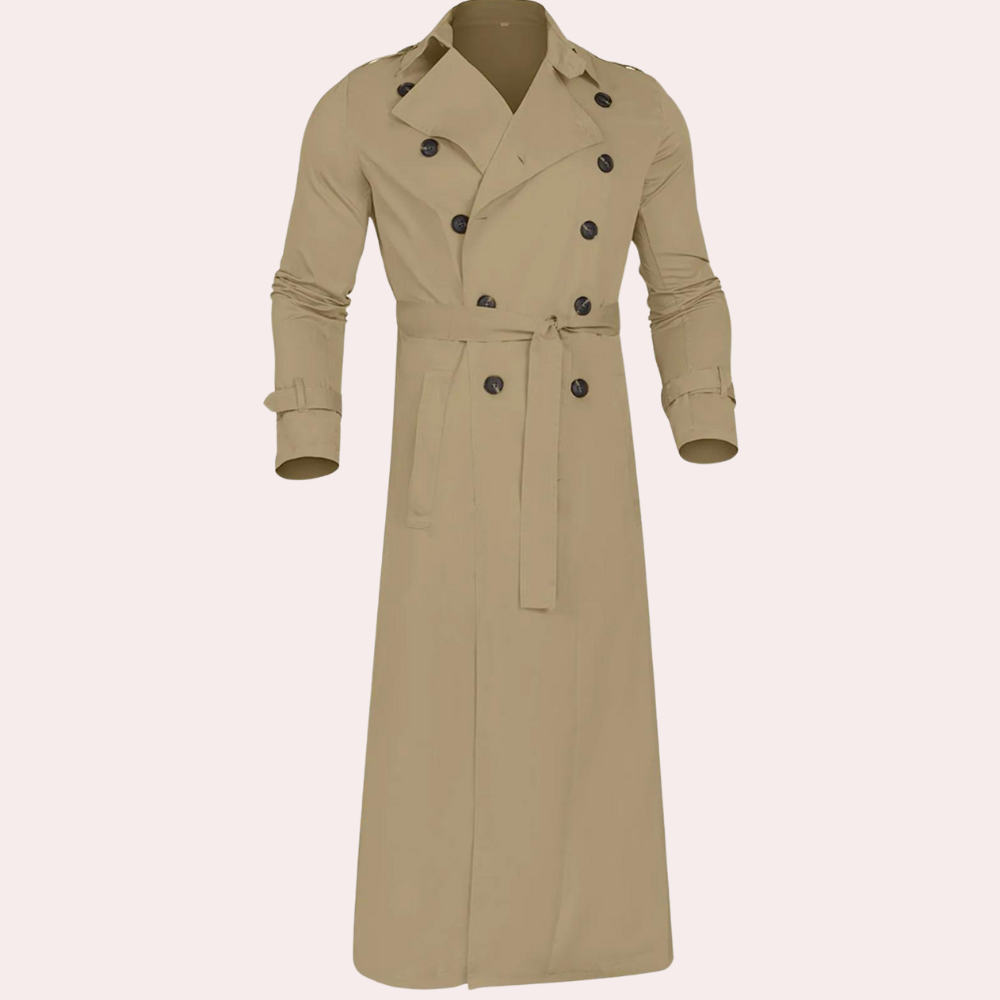 Victor Men’s Trench Coat – Long Double-Breasted Overcoat
