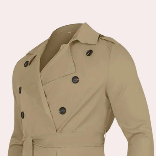 Victor Men’s Trench Coat – Long Double-Breasted Overcoat