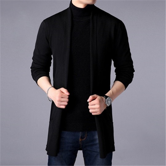 Lorenzo Men’s Cardigan – Open Front Longline Knit