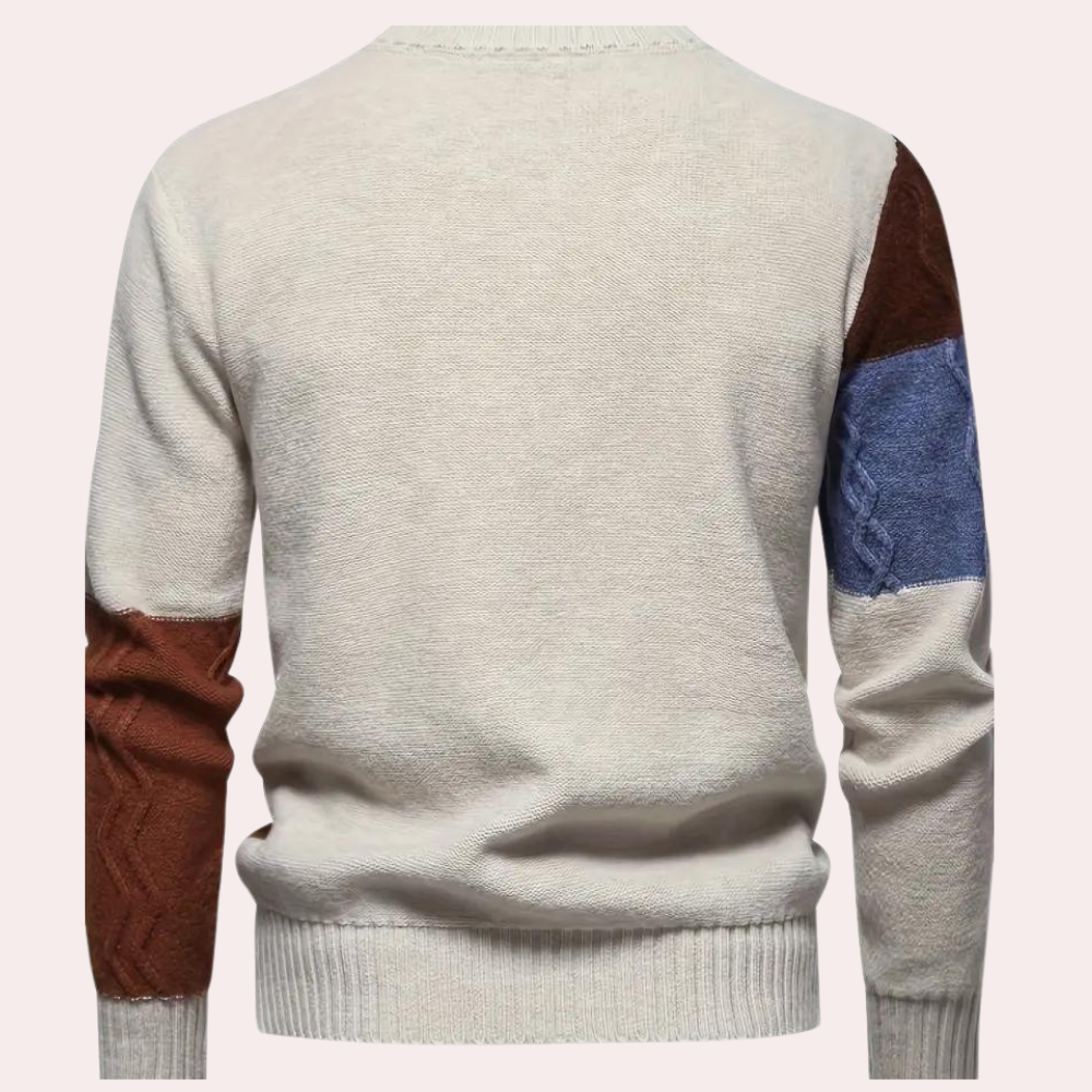 Rowan Men’s Sweater – Patchwork Cable Knit Pullover