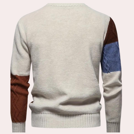 Rowan Men’s Sweater – Patchwork Cable Knit Pullover