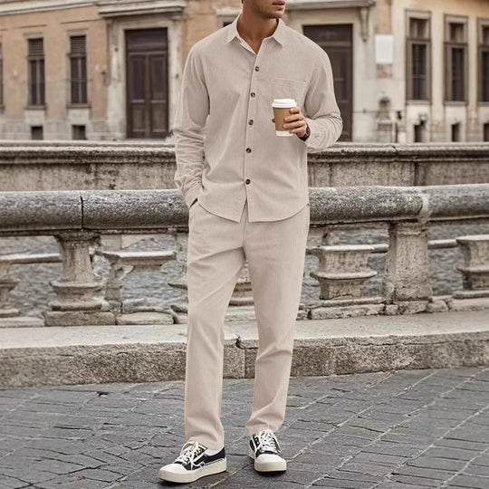 Felix Men’s Corduroy Set – Long Sleeve Shirt and Trousers