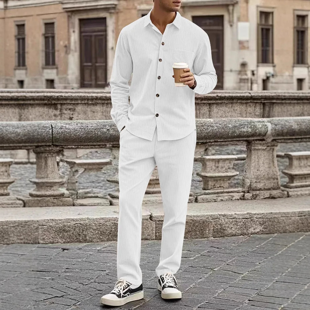 Felix Men’s Corduroy Set – Long Sleeve Shirt and Trousers