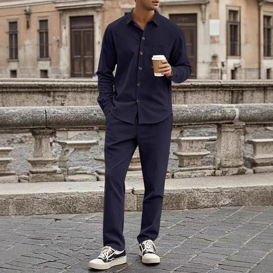 Felix Men’s Corduroy Set – Long Sleeve Shirt and Trousers