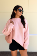 Yara - Damen rosa Rundhalsausschnitt Pullover