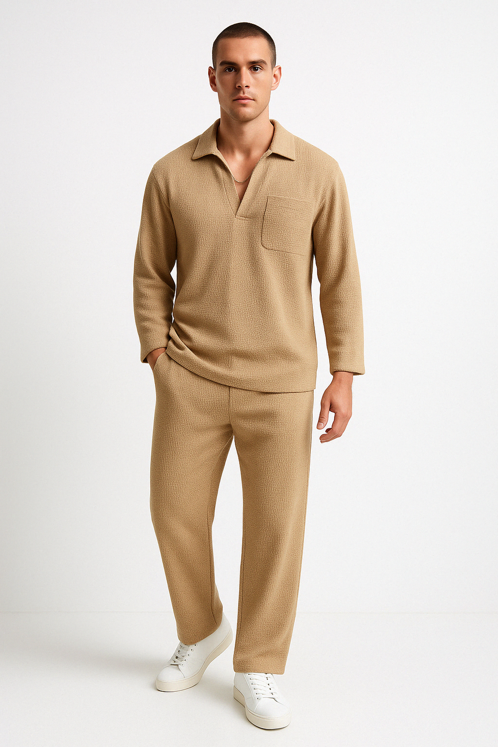 Men’s Lounge Set – Long Sleeve Top and Relaxed Pants