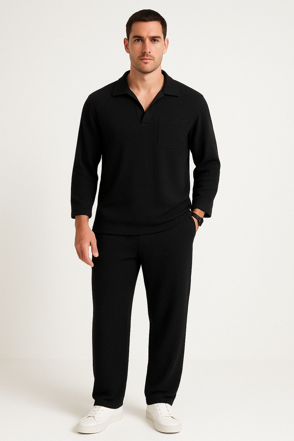 Men’s Lounge Set – Long Sleeve Top and Relaxed Pants