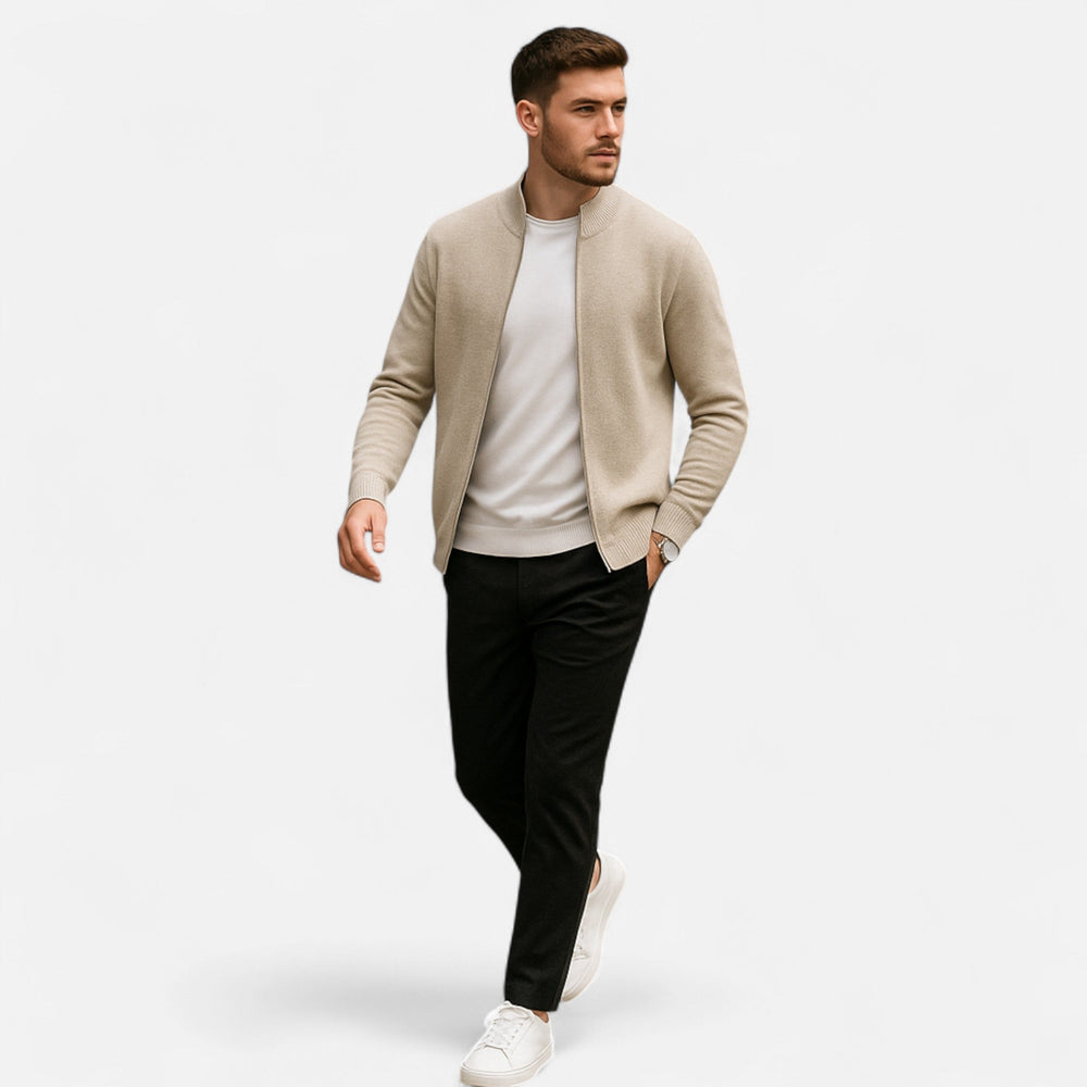 Barclay & Bloom | Men’s Zip Cardigan – Lightweight Wool Blend Knit Jacket