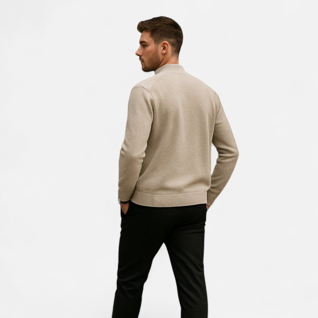 Barclay & Bloom | Men’s Zip Cardigan – Lightweight Wool Blend Knit Jacket