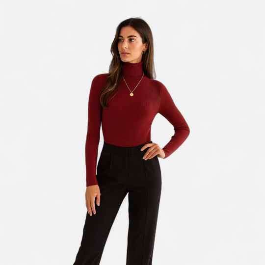 Barclay & Bloom | Women’s Ribbed Turtleneck – Long Sleeve Slim Fit Top