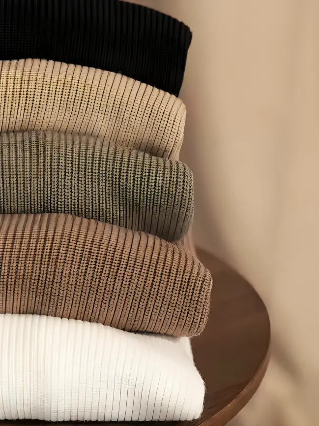 Leander – Men’s Beige Ribbed Crew Neck Sweater