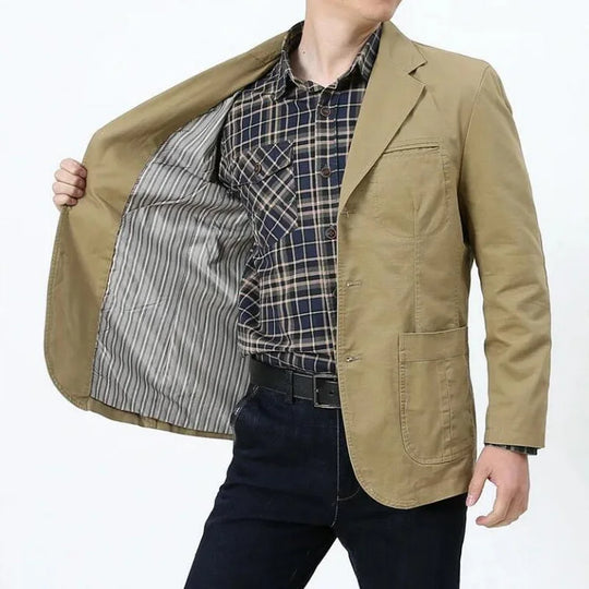 Adrian Men’s Casual Blazer – Button-Up Cotton Jacket