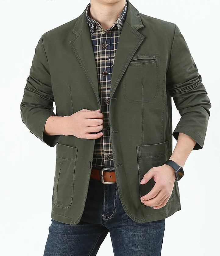 Adrian Men’s Casual Blazer – Button-Up Cotton Jacket