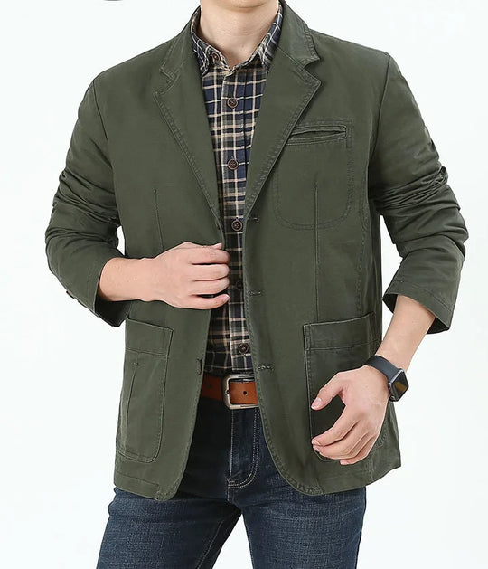 Adrian Men’s Casual Blazer – Button-Up Cotton Jacket