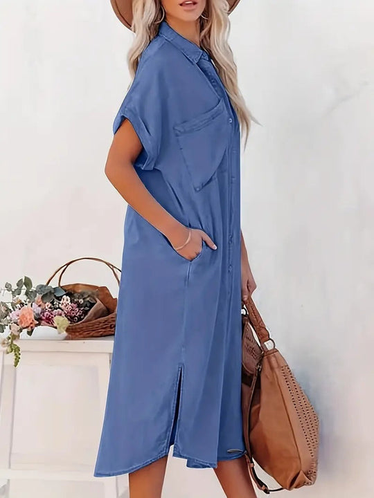 Lina - Women’s Short Sleeve Shirt Dress