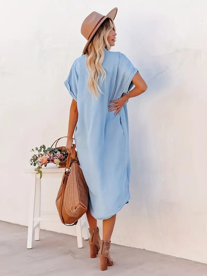 Lina - Women’s Short Sleeve Shirt Dress
