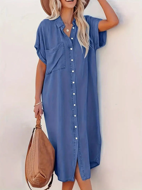Lina - Women’s Short Sleeve Shirt Dress