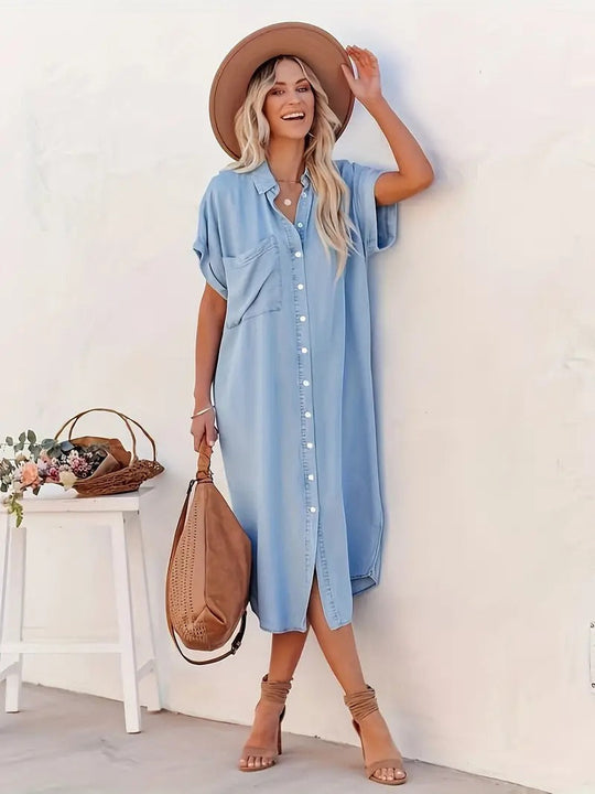 Lina - Women’s Short Sleeve Shirt Dress